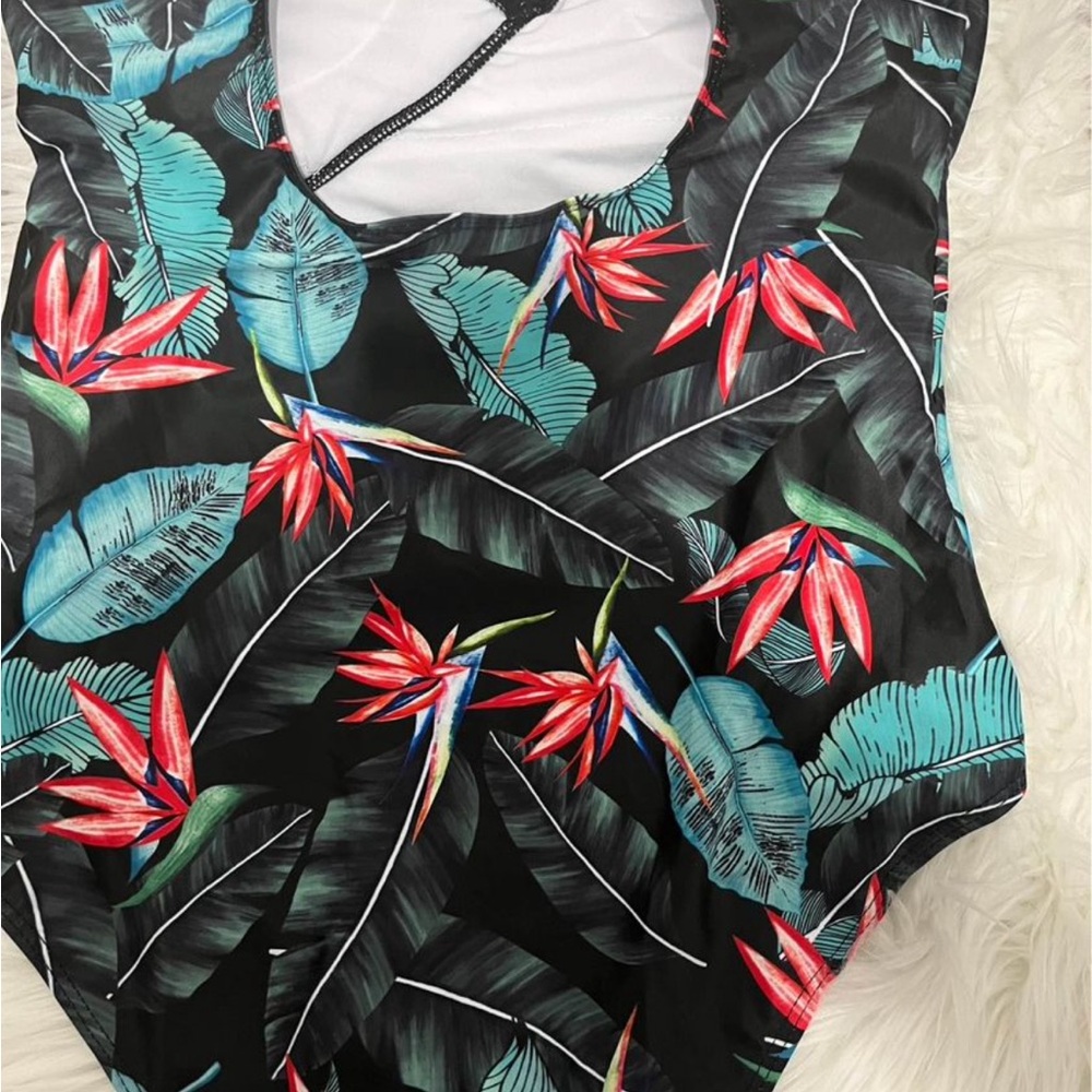 NWT Floral Black One-Piece Swimsuit - Picture 4 of 5